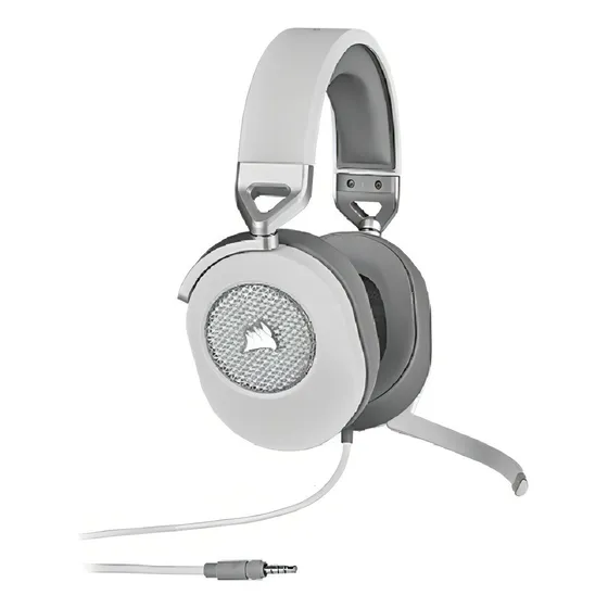 Fones de ouvido brancos com fio Corsair Hs65 para jogadores