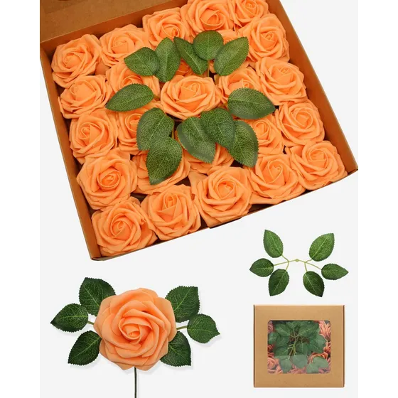  50 Piezas De Flores Artificiales Naranjas De Espuma Que Par