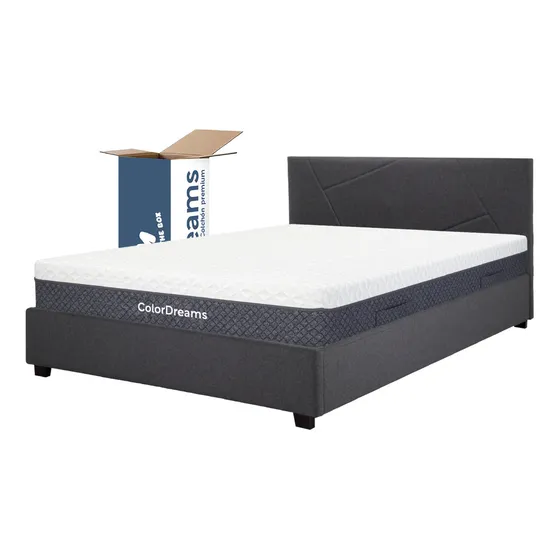 Base Cama Abatible Madera + Colchón Premium Matrimonial