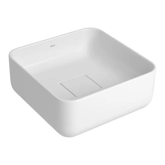 Bacha De Apoyo Cuadrada Blanca Deca De Loza 30 Cm Baño Alta