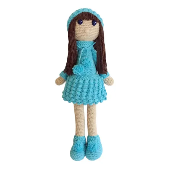 Muñeca Tejida Niña Cabellos Largos Amigurumi