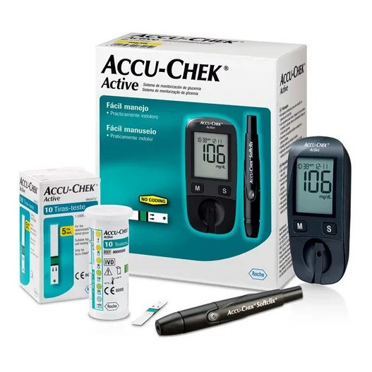 Kit Medidor De Glicose Accu-chek Active Roche Kit Medidor De Glicose Accu-chek Active Roche