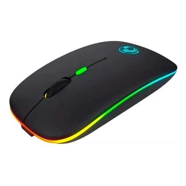 Mouse Imice E-1300 Rgb Bluetooth Inalámbrico Recargable Rgb Color Negro