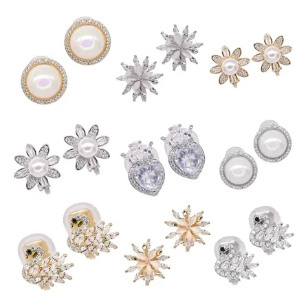Kit 6 Pares Brincos De Pressão Strass Argola Para Mulheres Colorida