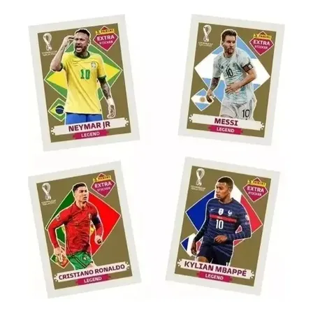 Figurinhas Legend Ouro Neymar Messi Cristiano Ronaldo Mbappé Copa Do Mundo