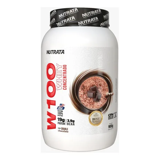 Whey Protein Concentrado W100 Double Chocolate 900g Nutrata