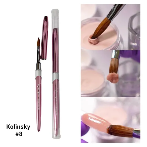 Pincel Acrilico Uñas Kolinsky Maxglow Cerdas Naturales