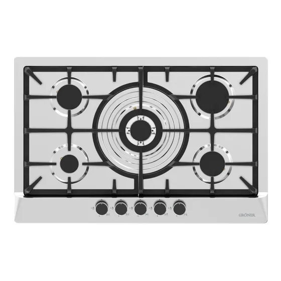 Encimera con alimentación a gas - Gröner QEG5W color gris - 5 hornallas