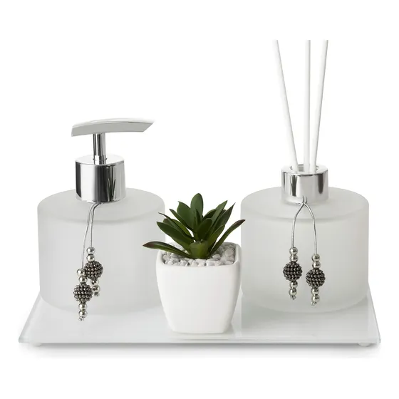 Kit Lavabo Luxo Difusor E Saboneteira Com Bandeja 