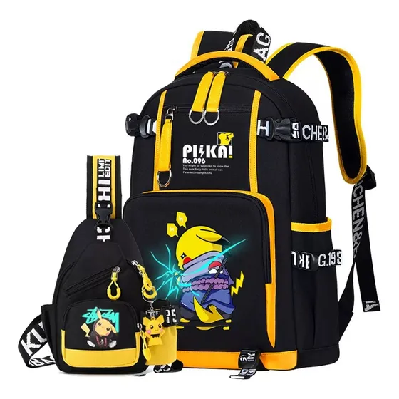 Kit De Dos Piezas, Luminoso Pikachu Mochila Estudiante