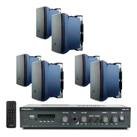 Som Ambiente Amplificador Frahm Bluetooth+ 6 Caixa Jbl C321p Preto 60 W 127/220v