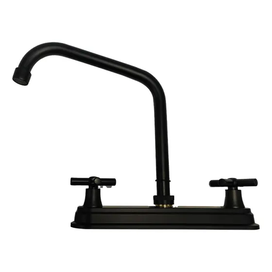 Mezcladora Para Fregadero Cuello Alto Negro Mate Cruceta 160 Negro Mate