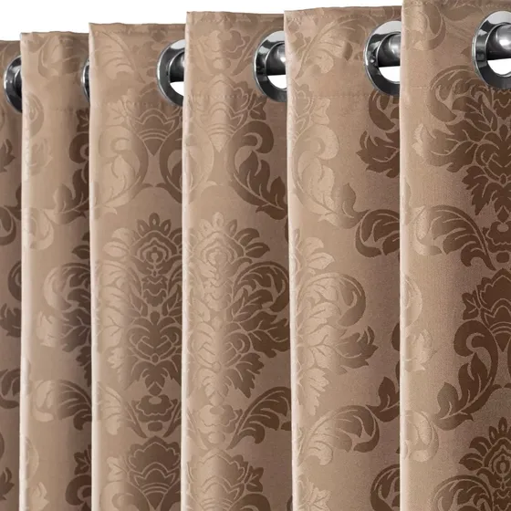 Cortina Jacquard Semi Blecaute 2,00x1,70 Sala E Quarto Avelã