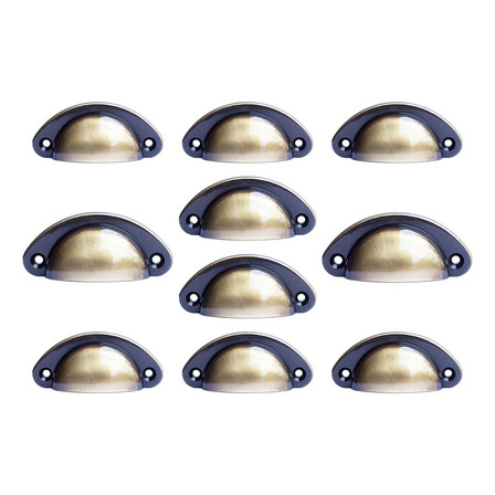10 X Puxadores De Moveis Armario Concha Gaveta Colonial 64mm Cor Ouro Velho 10 X Puxadores De Moveis Armario Concha Gaveta Colonial 64mm Cor Ouro Velho