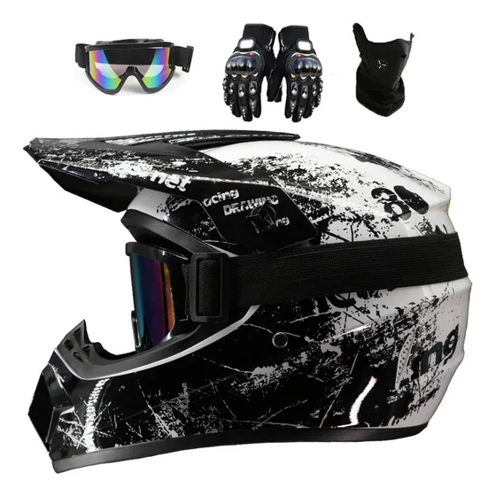 Certificación Dot Para Cascos Deportivos Para Motocicletas Flores Rotas En Blanco Y Negro Lisa Xl