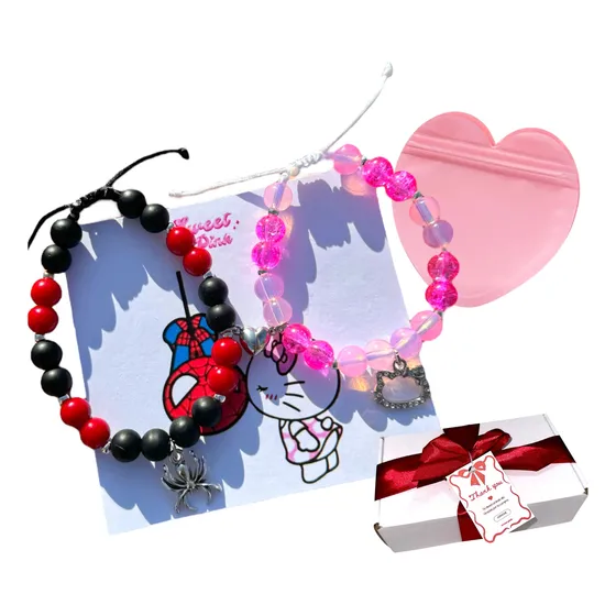 2 Pulseras Para Compartir De Spiderman Y Hello Kitty Parejas