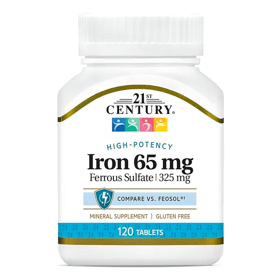 Hierro 65 Mg (sulfato De Hierro 325mg) 21st Century 120 Tabs Sabor N/a