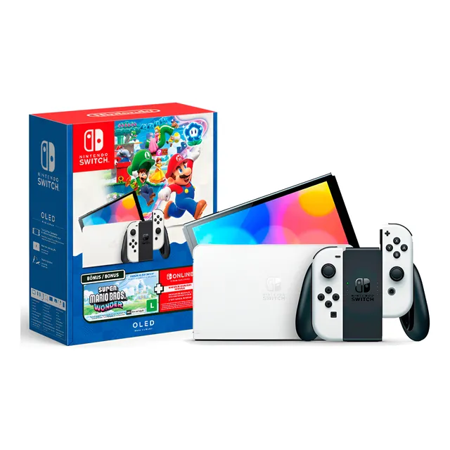 Console Nintendo Switch Oled 64gb Edição Super Mario Bros Wonder 3 Meses Assinatura Online Nintendo