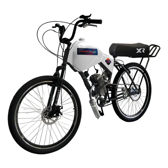 Bicicleta Motorizada 80cc Coroa 52 Fr/susp Bancoxr Carenada Cor Branco Absoluto Montada