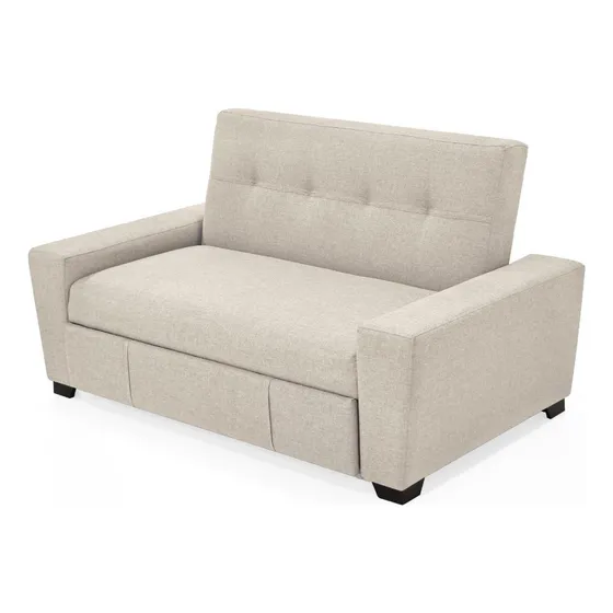 Sofá Cama Hamburgo Tela 160x87x86 Reclinable 2 Puestos Color Beige