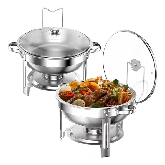 Rechaud Inox Rechaud Redondo Inox 5.5l Buffet Banho Maria