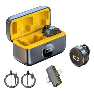 Microfone Lapela J6 Imã Sem Fio Duplo Duplo Anti Ruído