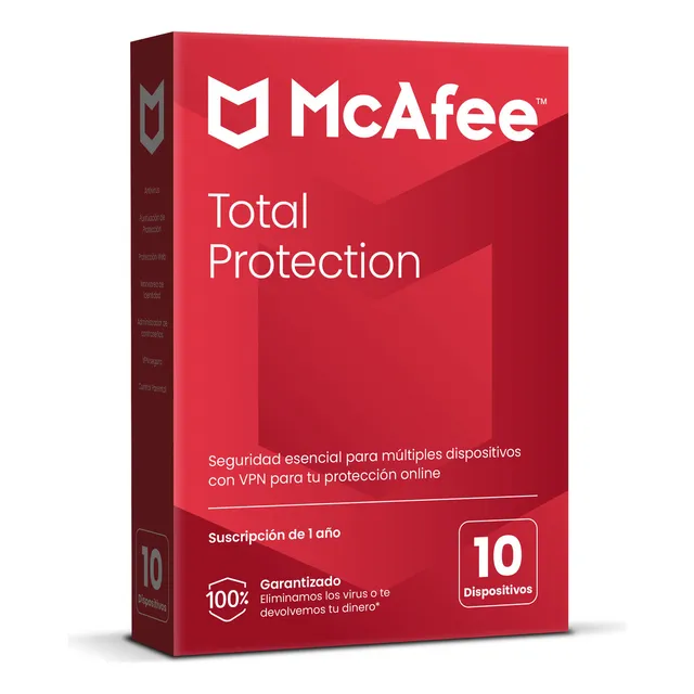 McAfee Total Protection con VPN - 10 Dispositivos, 1 Año - Digital