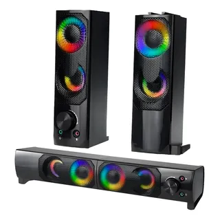 Caixa De Som Gamer Led Rgb Usb P2 Auxiliar Knup Kp-6041 127/220v Caixa De Som Gamer Led Rgb Usb P2 Auxiliar Knup Kp-6041 127/220v