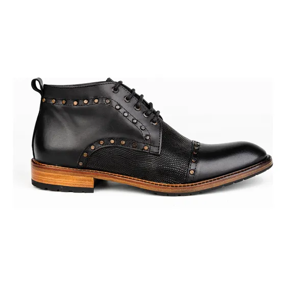 Bota Borcego Cuero Con Tachas Rutera Hombre