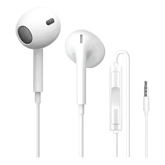 Audífonos Alambricos 3.5mm In Ear Manos Libres Con Micrófono Blanco