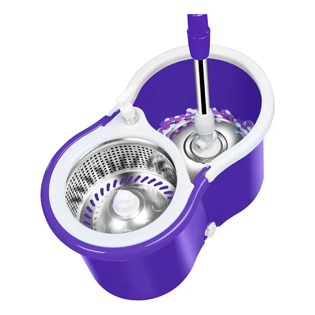 Trapeador Giratorio Con Cubeta Spin Mágico Microfibra Grande Color Violeta