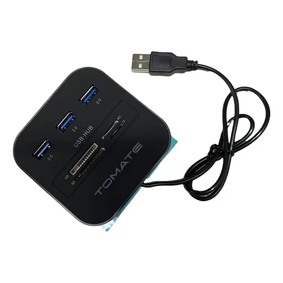 Hub Usb 2.0 3 Portas Leitor De Cartão Memória Total 7 Portas