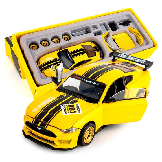 Juguete Auto Colección Mustang Gt 2018 Escala 1:42 Color Amarillo