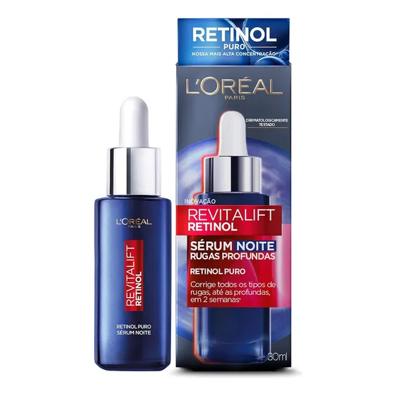 Sérum Facial Antirugas Noturno com Retinol Puro L'Oréal Paris Revitalift 30ml