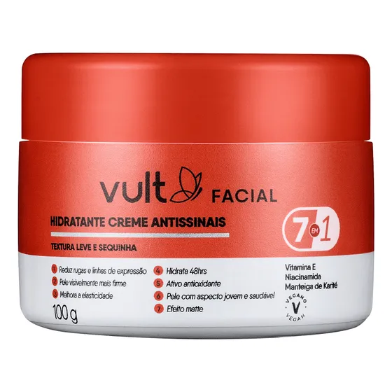 Creme Hidratante Facial Antissinais Vult - 100g Momento de aplicação Noite Tipo de pele Todo tipo de pele