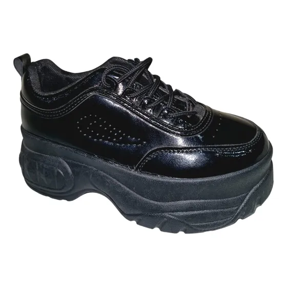 Zapatillas De Charol Negras Con Plataforma Mujer C/moran