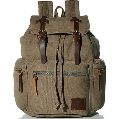 Huachen Vintage Canvas Mochila,travel Leather Llwbi