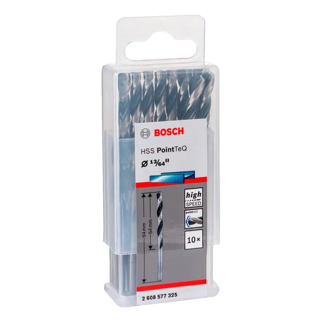Pack X10 Brocas 2608577325 Para Metal HSS-PointTeQ 13/64" Bosch