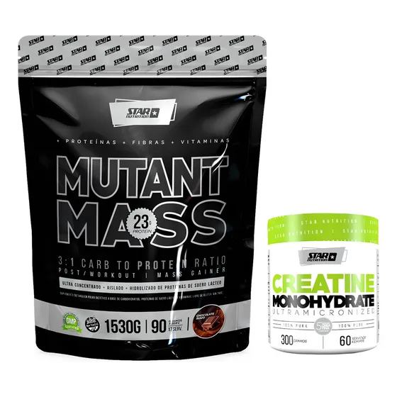 Mutant Mass 1,5 Kg + Creatina X 300gr Star Nutrition Sabor Chocolate