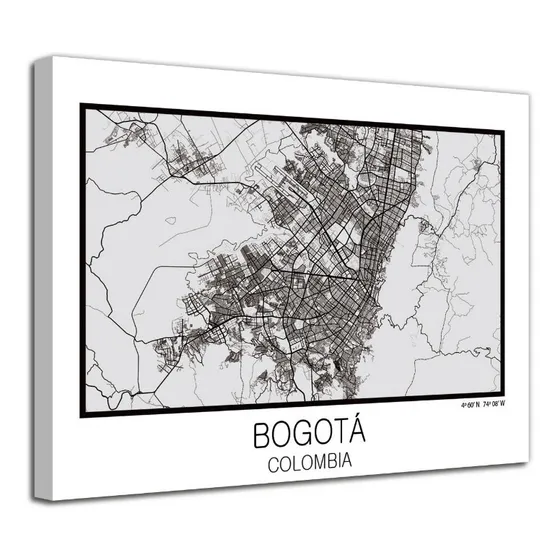 Cuadro Bogotá Colombia Mapa En Lienzo Decorativo Foto Canvas