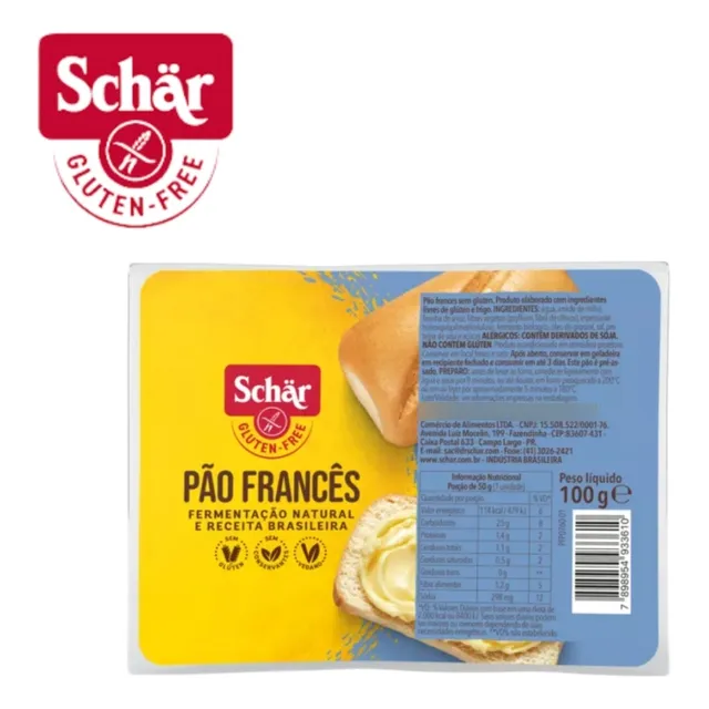 Kit Com 08 Pão Francês Sem Glúten 100g Schar