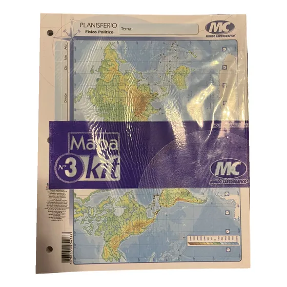 1 Mapa N3 Planisferio Fisico Politico X1 Unidad