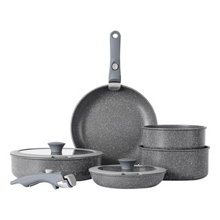 Juego De Ollas Y Sartenes Vkoocy Mango Extraible Gris Juego De Ollas Y Sartenes Vkoocy Mango Extraible Gris