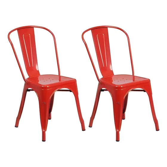 Set 2 Sillas Tolix Comedor Metálica Vintage Industrial Rojo
