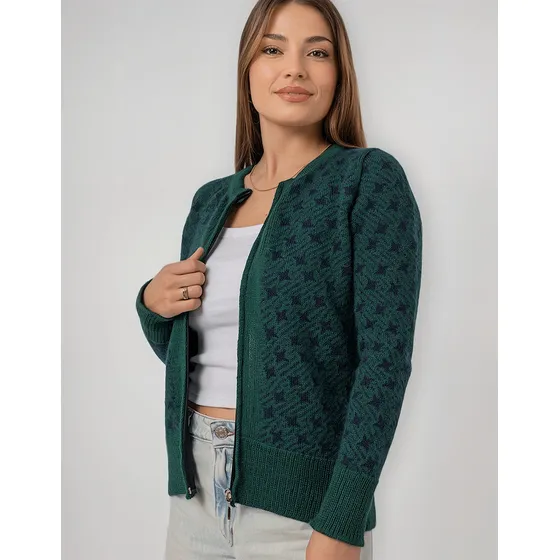 Campera Dama Tejido Jacquard Con Cierre Art. 297
