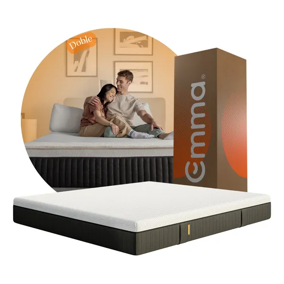 Colchón Emma Hybrid Premium Doble | Memory Foam Y Resortes Color Blanco