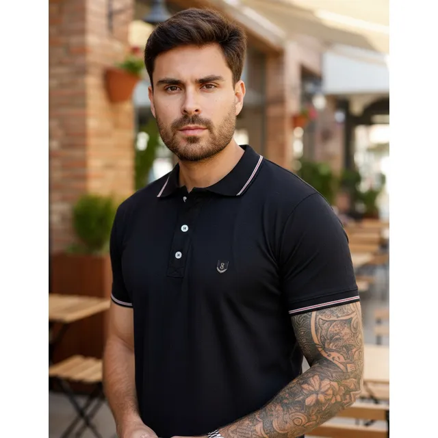 Camisa Polo Masculina Slim Camiseta Básica Algodão Premium
