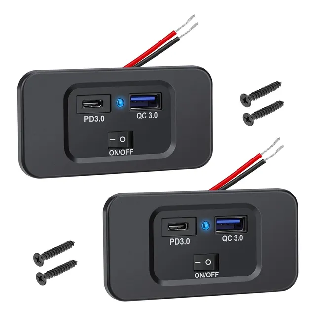 2 Pack 12v Usb Outlet, Usb Y Usb C Puerto Interruptor D...