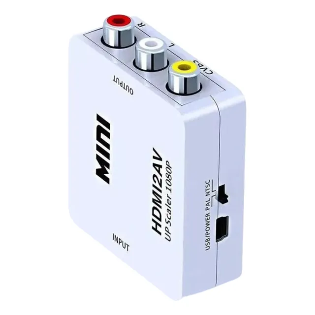 Convertidor Caja Hdmi A Rca Entrada Pal/ntsc Usb/power Blanc
