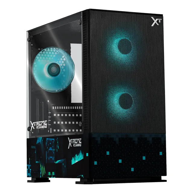 Gabinete Gamer Xtreme Pc Gaming Minecraft Warden V2 Edition Micro Torre Micro Atx 3 Fan Argb Mesh Cristal Templado